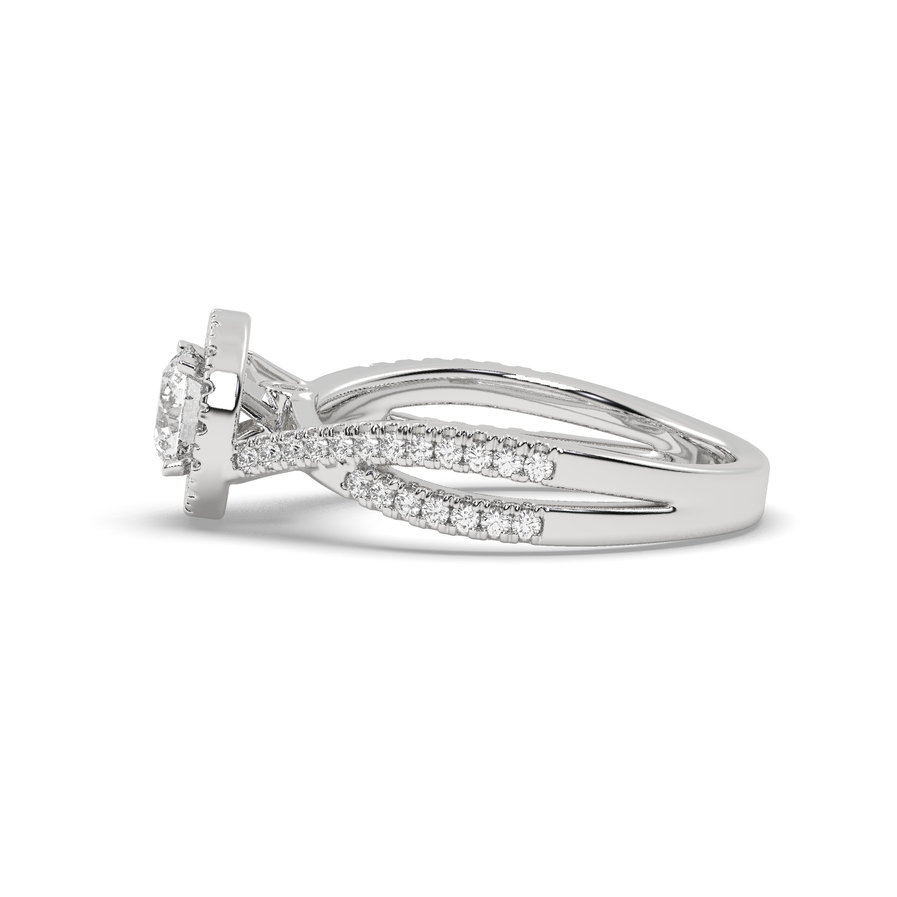 White Gold Studded 1.072 Carat Lab Grown Diamond Ring-E Color VS1 Clarity.